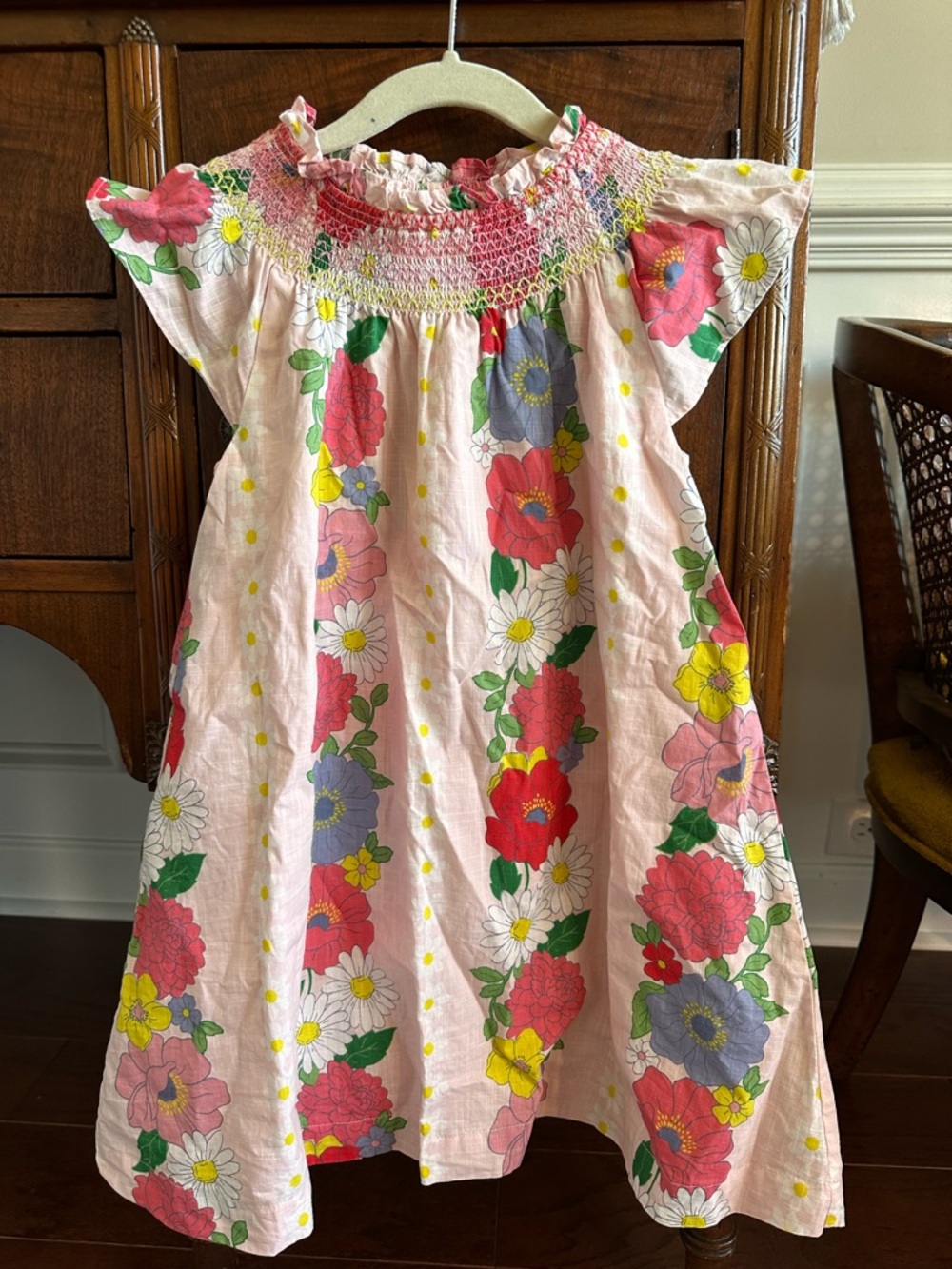 Mini Boden Pink Floral Smocked Top